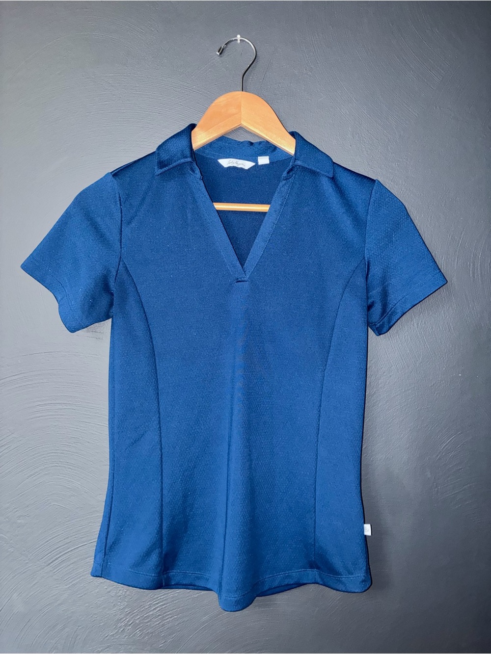 Lady Hagen Blue V-Neck Polo-Style Top